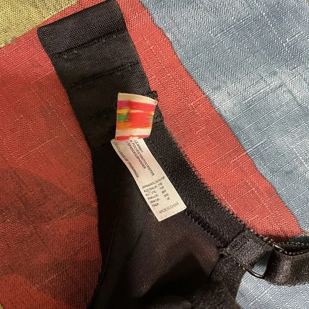 Parfait 32E Bra Black Red Charlotte Balconette Underwire Back Closure